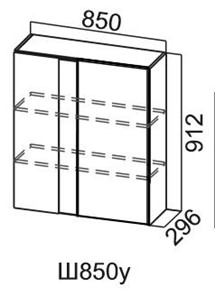 Шкаф навесной Модус, Ш850у/912, цемент светлый в Первоуральске - предосмотр