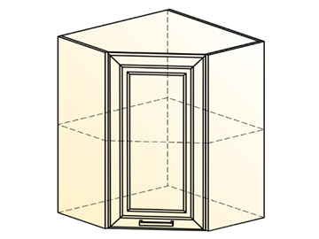 Угловой настенный шкаф Атланта L600х600 Н720 (1 дв. гл.) эмаль (белый/белый глянец патина золото) в Первоуральске - предосмотр 1