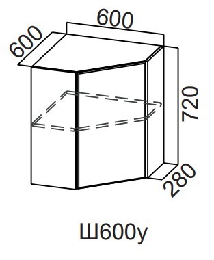 Угловой шкаф навесной Модерн New, Ш600у/720, МДФ в Кушве - изображение