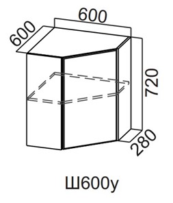 Угловой шкаф настенный Вельвет Ш600у/720 в Ирбите