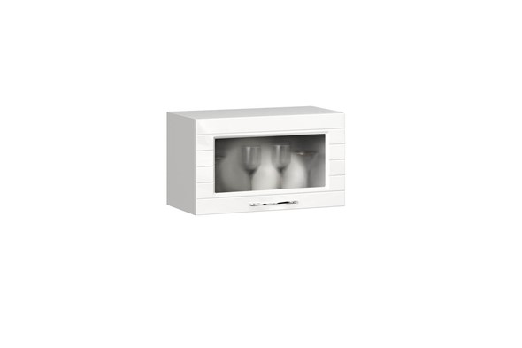 Кухонный шкаф над вытяжкой Анастасия 600 стекло 002.521.000 белый глянец в Ревде - изображение