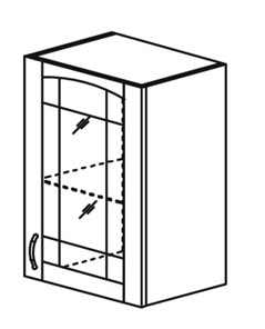 Кухонный шкаф Кантри настенный однодверный с полкой со вставкой из стекла 718*400*320мм в Ревде