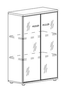 Шкаф средний Albero, со стеклом в рамке (78х36,4х119,4) в Ревде
