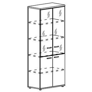 Шкаф для документов Albero, со стеклянными дверьми в рамке (задняя стенка ДСП) (78х36,4х193) в Каменске-Уральском