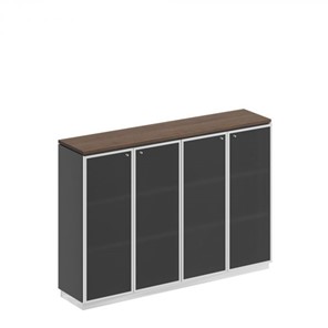 Шкаф для документов средний со стеклянными дверьми в рамке Bravo, дуб гладстоун/антрацит премиум (180,2х40х124,6) в Красноуфимске
