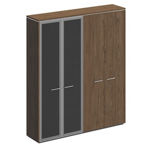 Шкаф для документов Velar, дуб табачный, (для одежды+с высокими стеклянными дверьми (183х41х212) ВЛ 357 в Кушве