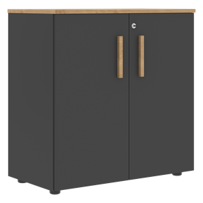 Низкий шкаф с малыми дверцами широкий FORTA Графит-Дуб Гамильтон  FLC 80.1(Z) (798х404х801) в Первоуральске