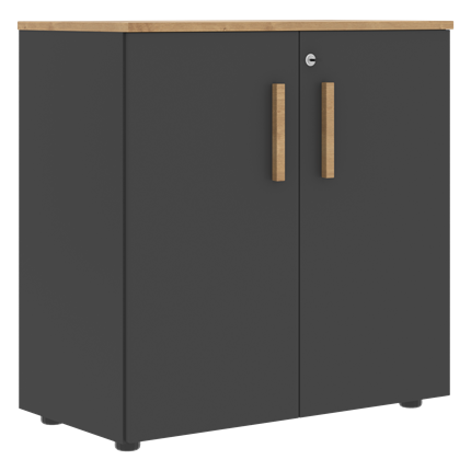 Низкий шкаф с малыми дверцами широкий FORTA Графит-Дуб Гамильтон  FLC 80.1(Z) (798х404х801) в Екатеринбурге - изображение