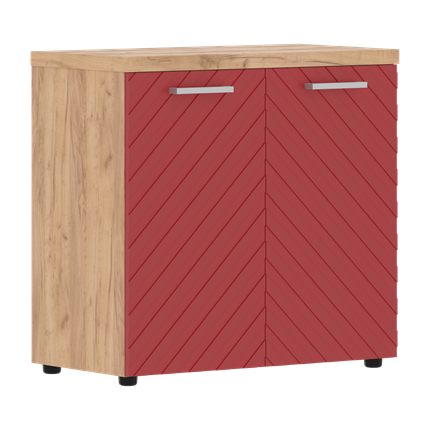 Шкаф с дверцами TORR LUX TLLC 85.1 с глухими малыми дверьми и топом 854х452х833 Дуб Бофорд / Красный в Екатеринбурге - изображение