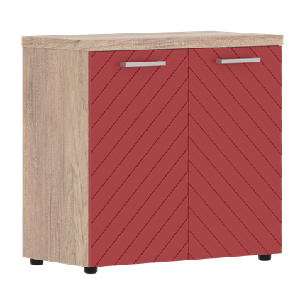 Шкаф с дверцами TORR LUX TLLC 85.1 с глухими малыми дверьми и топом 854х452х833 Дуб Каньон / Красный в Екатеринбурге - изображение