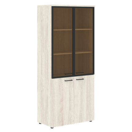 Шкаф комбинированный с дверьми в алюминиевой рамке и топом XTEN сосна Эдмонд  XHC 85.7.1  (850х410х1930) в Кушве - изображение