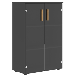 Шкаф со стеклянными средними дверьми FORTA Черный Графит FMC 80.2 (798х404х1197) в Качканаре