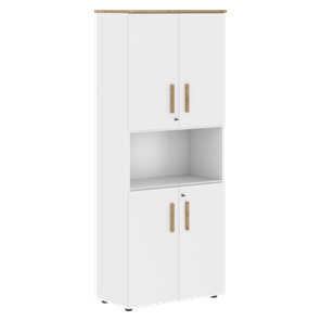 Шкаф с глухими  малыми дверьми FORTA Белый-Дуб Гамильтон FHC 80.4(Z) (798х404х1965) в Первоуральске