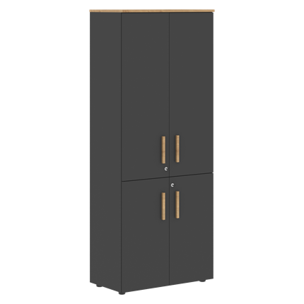 Широкий шкаф высокий FORTA Графит-Дуб Гамильтон  FHC 80.3(Z) (798х404х1965) в Екатеринбурге - изображение