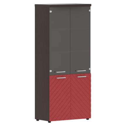 Шкаф со стеклянными дверцами TORR LUX TLHC 85.2 854х452х1958 комбинированный с топом 854х452х1958 Венге Магия/ Красный в Екатеринбурге - изображение