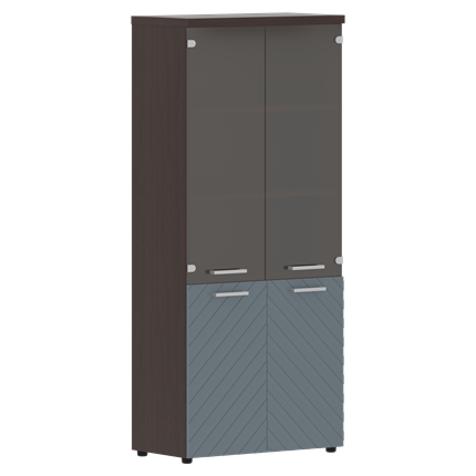 Шкаф со стеклянными дверцами TORR LUX TLHC 85.2 854х452х1958 комбинированный с топом 854х452х1958 Венге Магия/ Серо-голубой в Екатеринбурге - изображение