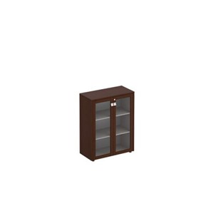 Шкаф со стеклянными дверьми средний Премьер, венге темный (96х46х121) ПР 312 в Кушве