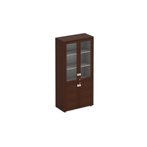 Шкаф со стеклянными дверьми высокий Премьер, венге темный (96х46х198) ПР 343 в Кушве