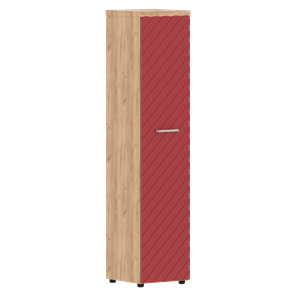 Шкаф TORR LUX TLHC 42.1 колонка с глухой дверью и топом 435х452х1958 Дуб Бофорд/ Красный в Каменске-Уральском