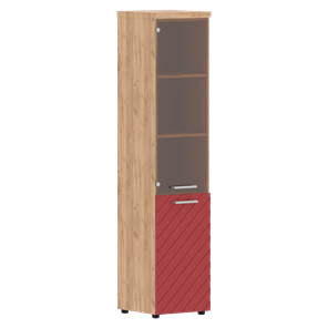 Шкаф-стеллаж TORR LUX TLHC 42.2 L колонка комбинированная с топом 435х452х1958 Дуб Бофорд/ Красный в Ревде