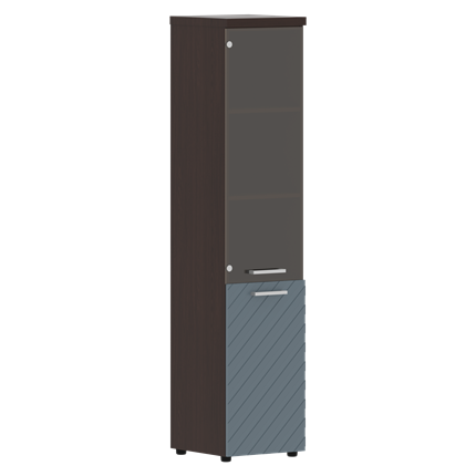 Шкаф TORR LUX TLHC 42.2 L колонка комбинированная с топом 435х452х1958 Венге/Серо-голубой в Екатеринбурге - изображение