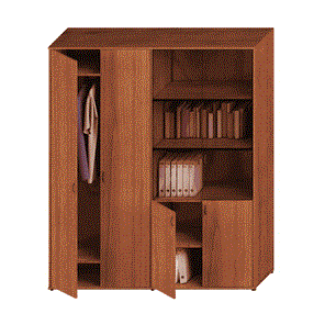 Шкаф комбинированный высокий Престиж, одежда/стекло, темный орех, 175x46x203, Исп.60 в Каменске-Уральском