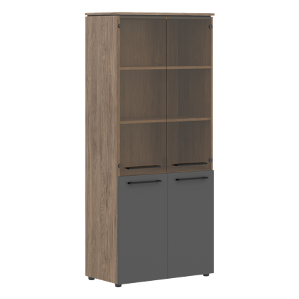 Шкаф высокий комбинированные двери MORRIS TREND Антрацит/Кария Пальмира MHC 85.2 (854х423х1956) в Ревде - изображение