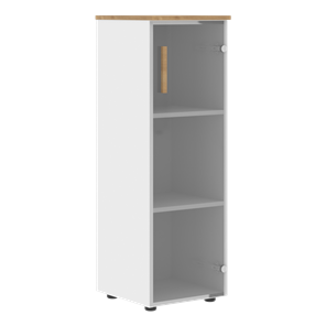 Средний шкаф колонна со стеклянной правой дверью FORTA Белый-Дуб Гамильтон FMC 40.2 (R) (399х404х801) в Артемовском
