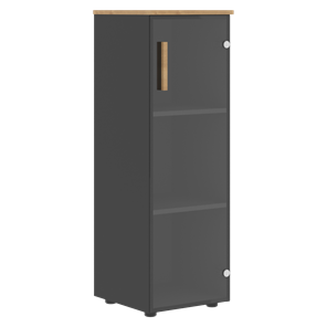 Средний шкаф колонна со стеклянной правой дверью FORTA Графит-Дуб Гамильтон  FMC 40.2 (R) (399х404х801) в Ревде