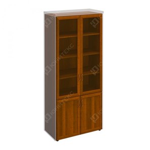 Шкаф для документов со стеклянными дверьми в рамке Мастер, темный орех (90х45х208) МТ 379 в Екатеринбурге