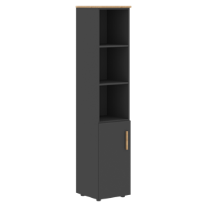 Высокий шкаф колонна с глухой малой дверью левой FORTA Графит-Дуб Гамильтон  FHC 40.5 (L) (399х404х1965) в Краснотурьинске