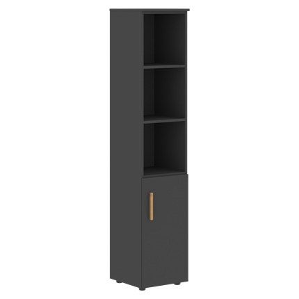Высокий шкаф с глухой малой дверью  правой FORTA Черный Графит  FHC 40.5 (R) (399х404х1965) в Екатеринбурге - изображение