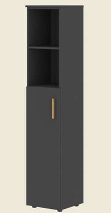 Шкаф колонна высокий с глухой средней дверью левой FORTA Черный Графит  FHC 40.6 (L) (399х404х1965) в Екатеринбурге - изображение