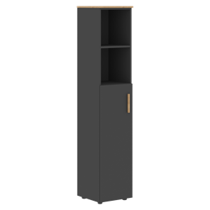 Шкаф колонна высокий с глухой средней дверью левой FORTA Графит-Дуб Гамильтон  FHC 40.6 (L) (399х404х1965) в Первоуральске