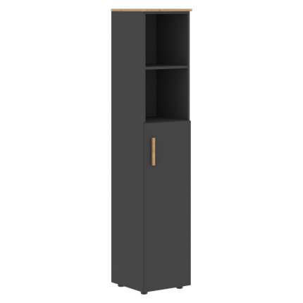 Высокий шкаф колонна с глухой средней дверью правой FORTA Графит-Дуб Гамильтон   FHC 40.6 (R) (399х404х1965) в Кушве - изображение