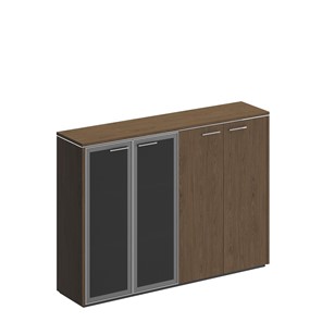 Шкаф для документов комбинированный Velar, дуб табачный, (стекло+закрытый) (183х41х132) ВЛ 322 в Богдановиче
