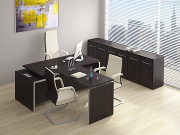 Офисный стол руководителя Reventon, венге темный, левый (200х90х76) МЕ 131 в Екатеринбурге - предосмотр 2