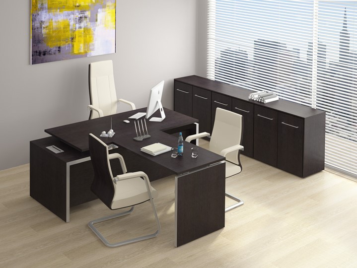 Офисный стол руководителя Reventon, венге темный, левый (200х90х76) МЕ 131 в Екатеринбурге - изображение 2