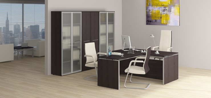 Офисный стол руководителя Reventon, венге темный, левый (200х90х76) МЕ 131 в Екатеринбурге - изображение 1