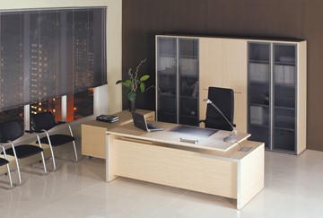 Офисный стол для руководителя Reventon, зебрано песочный, правый (180х90х76) МЕ 130 в Полевском - предосмотр 2