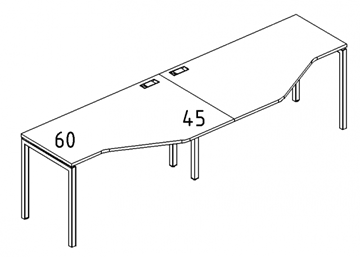 Рабочая станция DUE (2х120) столы эргономичные Техно А4, 240x90x75 белый премиум / металлокаркас белый А4 Б2 051-2 БП в Первоуральске