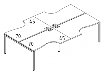 Рабочая станция каркас DUE (4х160) столы эргономичные Классика А4, 320x184x75 белый премиум / металлокаркас белый А4 Б2 185-2 БП в Первоуральске