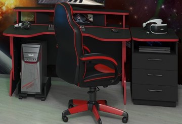 Компьютерный стол SKILLL STG 1390,  Антрацит/ Красный в Кушве - предосмотр 5