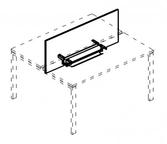 Экран настольный фронтальный для стола 100 с двумя кабель-каналами А4, (105x50x1.8) белый премиум / металлокаркас белый, А4 Б 846 БП в Каменске-Уральском