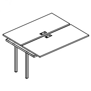 Секция стола рабочей станции на каркасе DUE (2х160) А4, (160x124x75) белый премиум / металлокаркас белый, А4 Б2 172-1 БП в Первоуральске