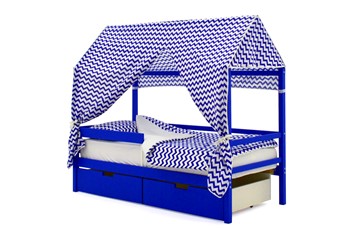 Крыша текстильная для кровати-домика Svogen (зигзаги, синий) в Первоуральске