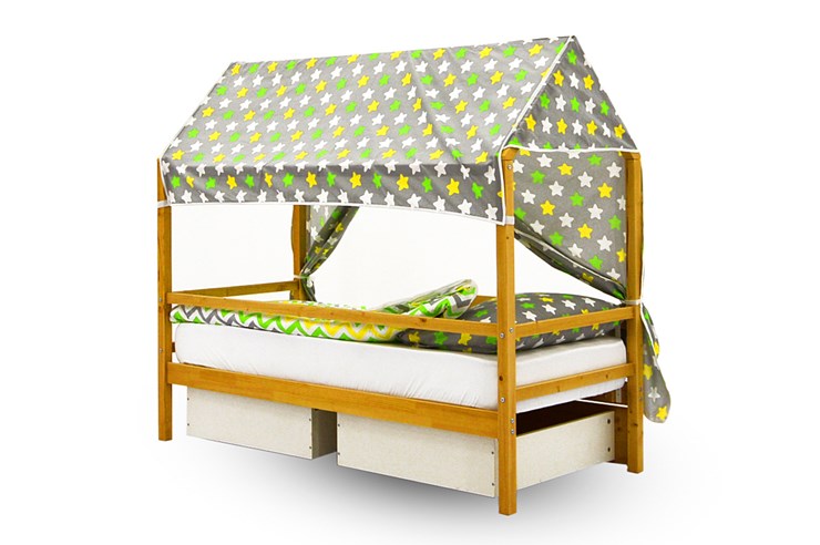 Крыша текстильная для кровати-домика Svogen (звезды, желтый, серый) в Екатеринбурге - изображение 2