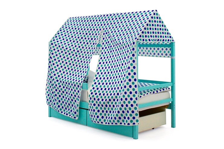 Крыша текстильная для кровати-домика Svogen (круги, мятный, синий) в Екатеринбурге - изображение 1