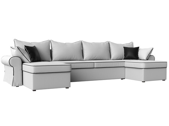 Большой П-образный диван Элис, Белый (экокожа) в Артемовском - изображение