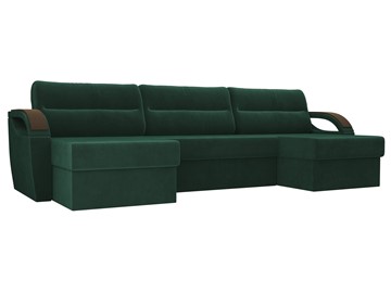 Большой П-образный диван Форсайт, Зеленый (велюр) в Ревде